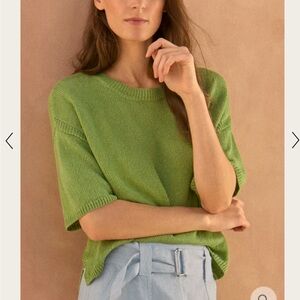 NWT POETRY Green Knit Linen Short Sleeve Sweater-10 US